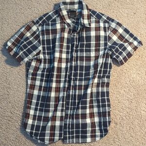 The North Face Short-Sleeve Plaid Button-Down Shirt - Navy, White & Brown